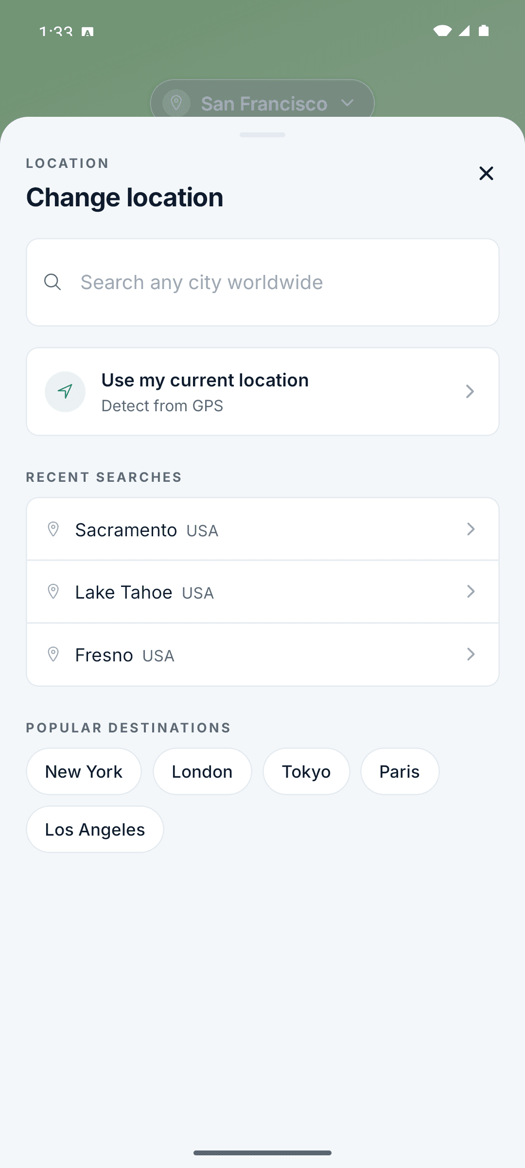 Search any city worldwide
